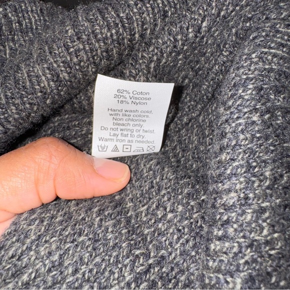 Madewell gray black color block long sleeve waffle knit sweater split back small - Picture 6 of 7